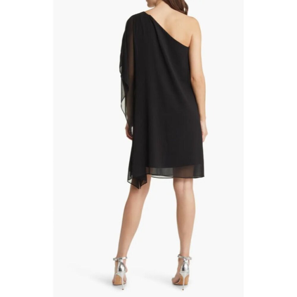 Kobi Halperin Sabrina Black Chiffon One Shoulder Cocktail Dress SZ S NWT $398 - Picture 2 of 5